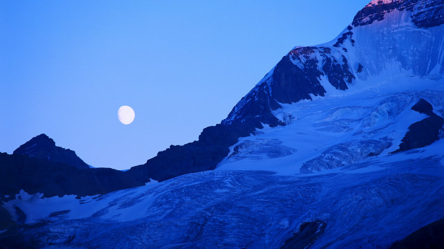 Full moon snowy mountains dusk free wallpaper - medium preview image