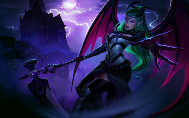 Demon girl armor wings scythe free wallpaper - medium preview image