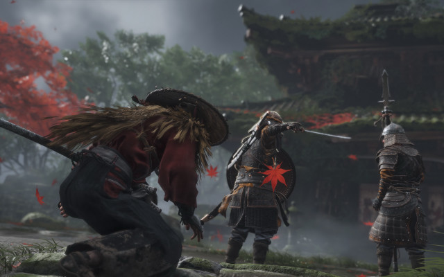 Samurai autumn leaves armor sword free wallpaper - medium preview image
