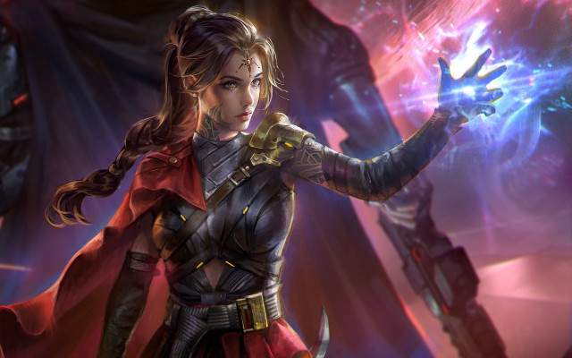 Woman sword lightning demonic fantasy free wallpaper - medium preview image