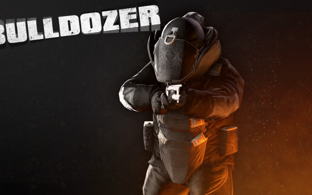 Bulldozer man suit gun space free wallpaper - medium preview image