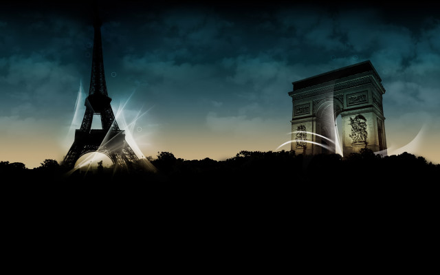 Eiffel tower light trail matte free wallpaper - medium preview image