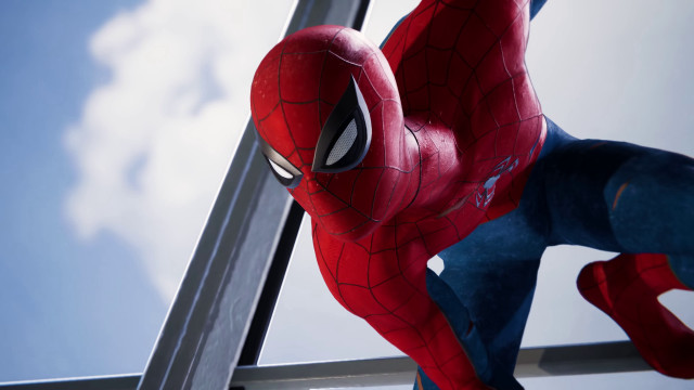 Spiderman climbing ladder cartoon sky free wallpaper - medium preview image
