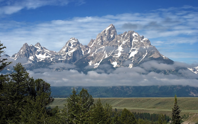 Mountain range clouds forest lake free wallpaper - medium preview image