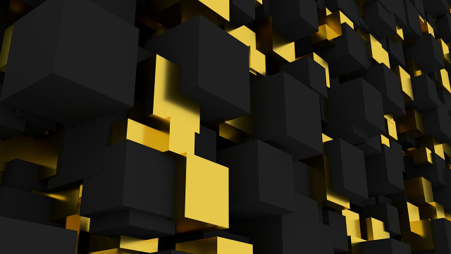Large black yellow cubes geometric free wallpaper - medium preview image