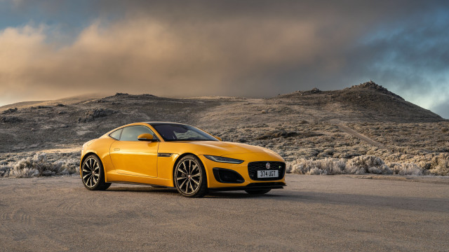 Yellow sports car desert mountain free wallpaper - medium preview image