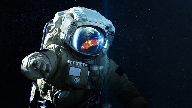 Space astronaut red object starry free wallpaper - medium preview image