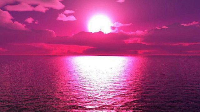 Pink sunset ocean clouds boat free wallpaper - medium preview image