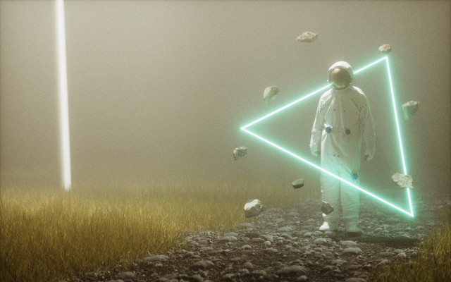 Man white suit field birds free wallpaper - medium preview image