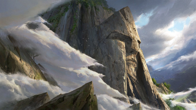 Mountain cliff clouds sunset castle free wallpaper - medium preview image