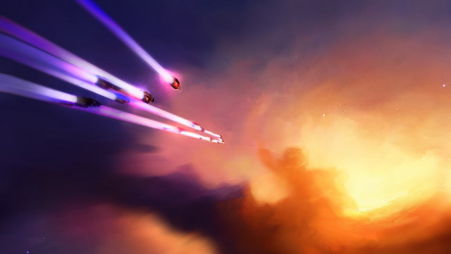 Jets cloudy starry sky dusk free wallpaper - medium preview image
