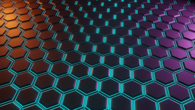 Colorful hexagons black blue orange free wallpaper - medium preview image