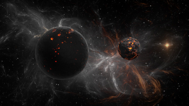 Black planets starfield aurora moon free wallpaper - medium preview image