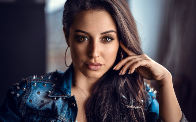 Elina karimova denim jacket serious free wallpaper - medium preview image