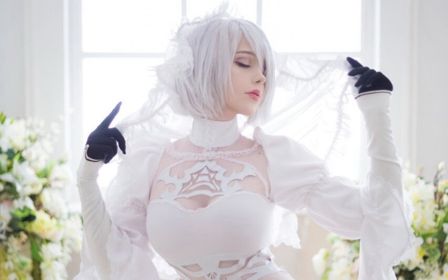Woman white corset gloves flower free wallpaper for desktop - medium preview image