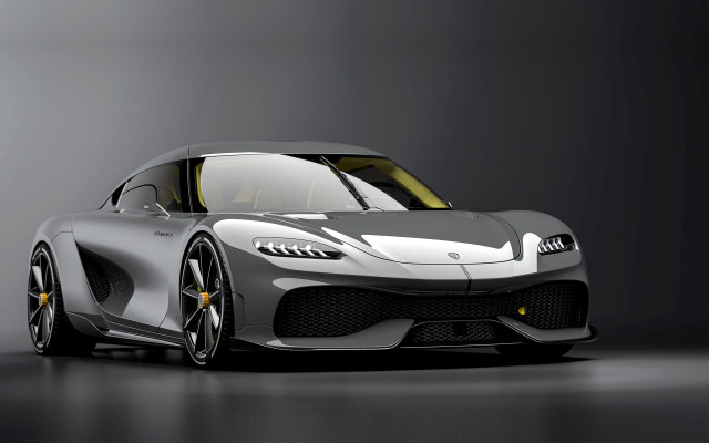 Grey sports car yellow accents free wallpaper - medium preview image