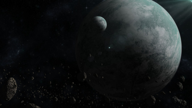 Space planet aurora moon stars free wallpaper - medium preview image