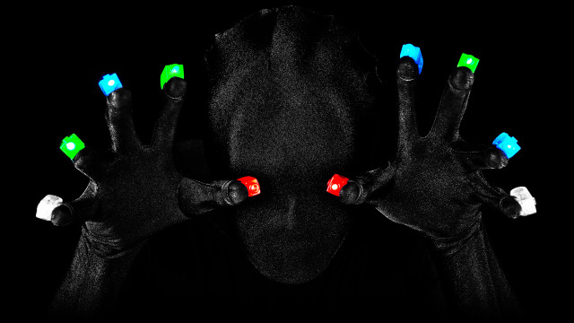 Person hands air glowing lights free wallpaper - medium preview image