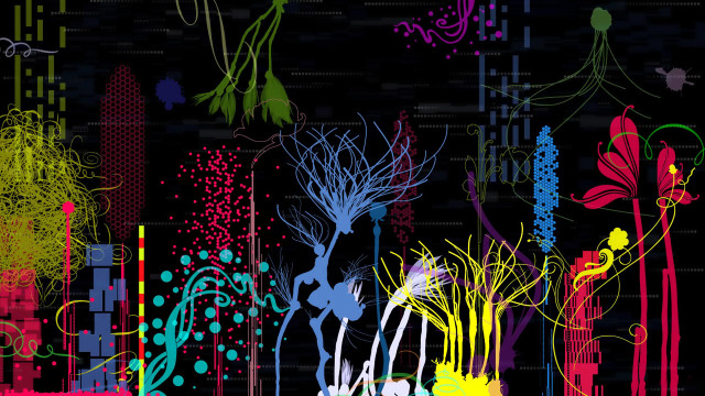 Colorful abstract trees plants black free wallpaper - medium preview image