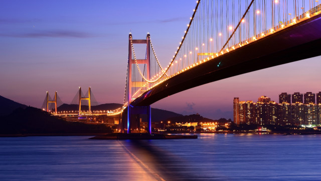 Arthur pan bridge cityscape night free wallpaper - medium preview image