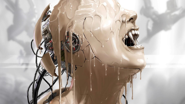 Robot wires biopunk cyberpunk realistic free wallpaper - medium preview image