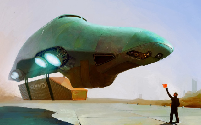 Man redflag greenobject lights antonfadeev free wallpaper - medium preview image