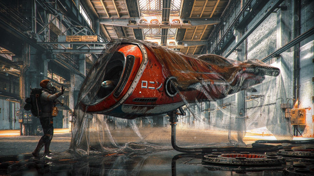 Man red object factory urban free wallpaper - medium preview image