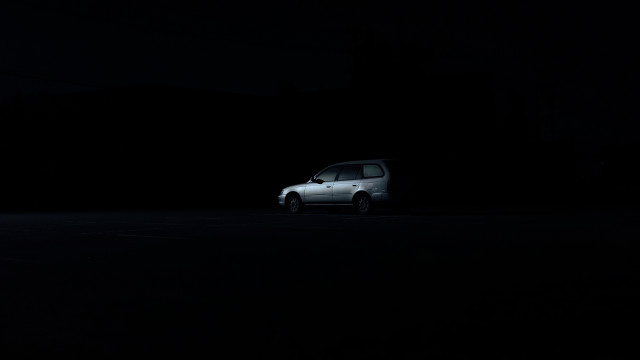 White car night parking headlights free wallpaper - medium preview image