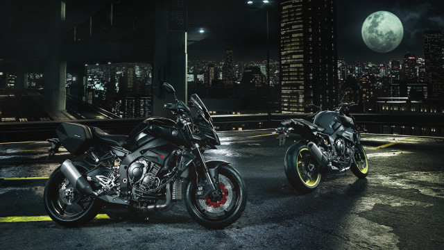 Motorcycles parking lot night city #2 free wallpaper - medium preview image