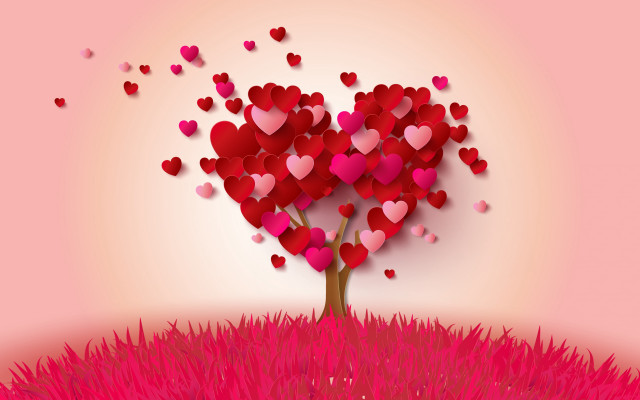 Heart tree pink background floral free wallpaper - medium preview image
