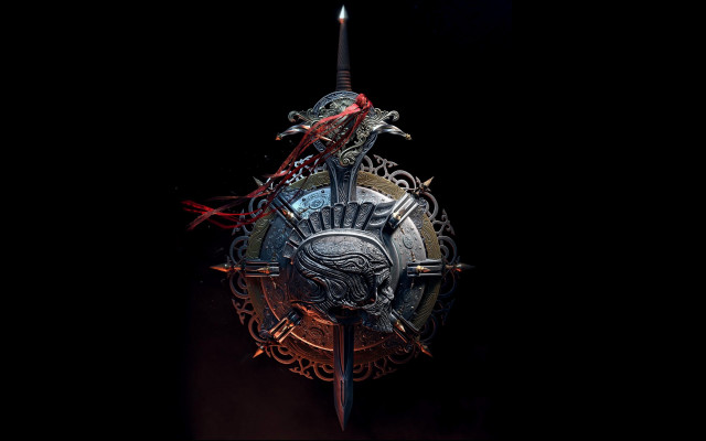 Sword shield dragon red ribbon free wallpaper - medium preview image