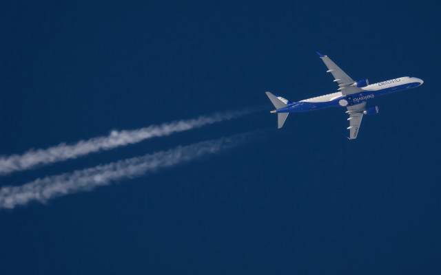 Blue jet flying sky smoke free wallpaper - medium preview image