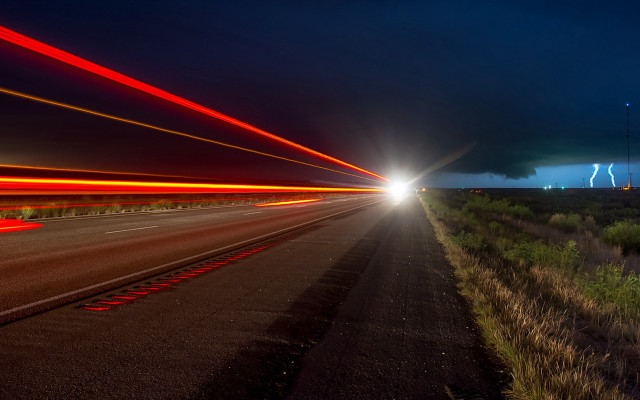 Long exposure car highway night free wallpaper - medium preview image