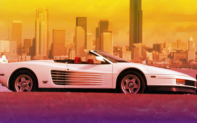White sports car city skyline #9 free wallpaper - medium preview image