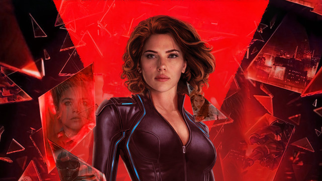 Woman black suit red background #2 free wallpaper - medium preview image