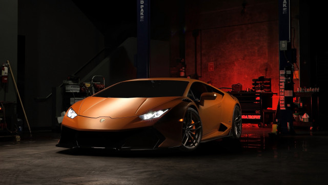 Car garage red lights photorealism free wallpaper - medium preview image