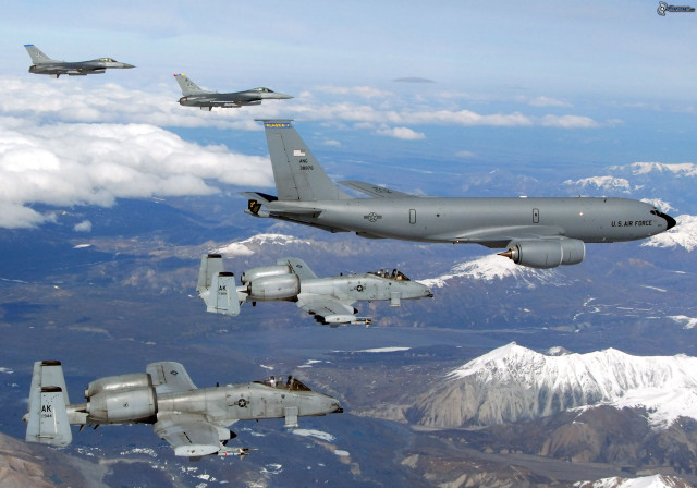 Military planes flying mountain range #3 free wallpaper - medium preview image