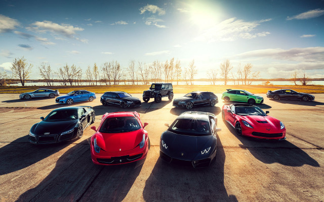 Cars parking lot sunshine beach free wallpaper - medium preview image