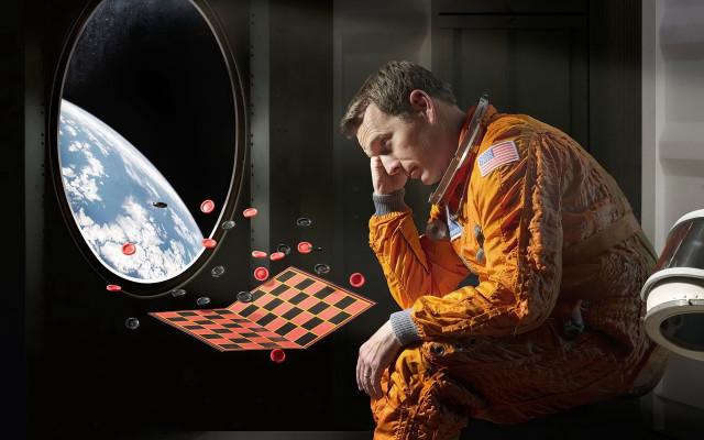 Man orange space suit mirror free wallpaper - medium preview image