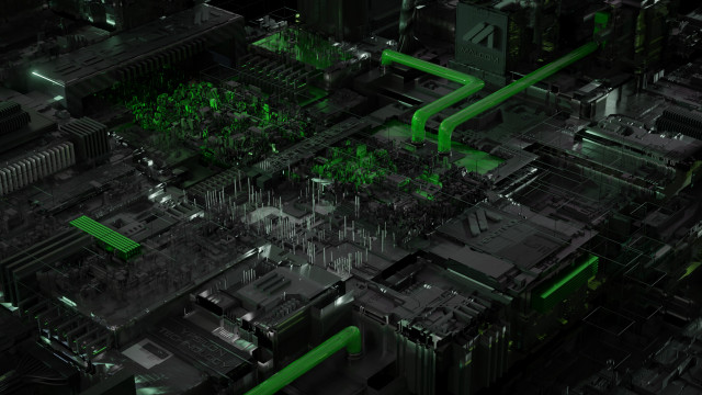 City overgrown green pipes skyscraper free wallpaper - medium preview image
