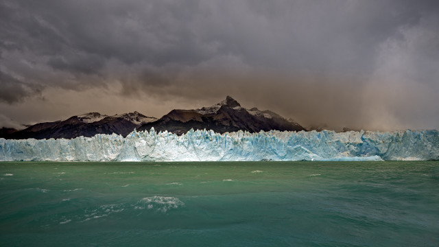 Glacier mountains cloudy sky water free wallpaper - medium preview image