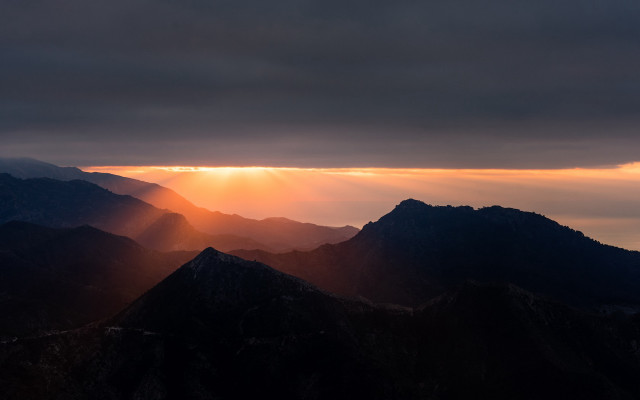 Sunset mountains crepuscular rays orange free wallpaper - medium preview image