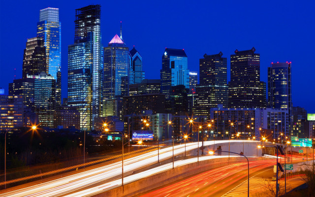 City skyline highway night lights #5 free wallpaper - medium preview image