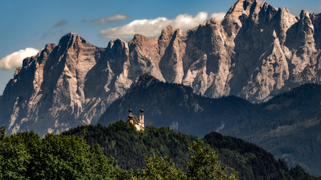 Castle hill mountains clouds trees free wallpaper - medium preview image