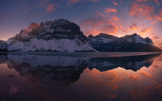 Mountain range lake sunset clouds #4 free wallpaper - medium preview image