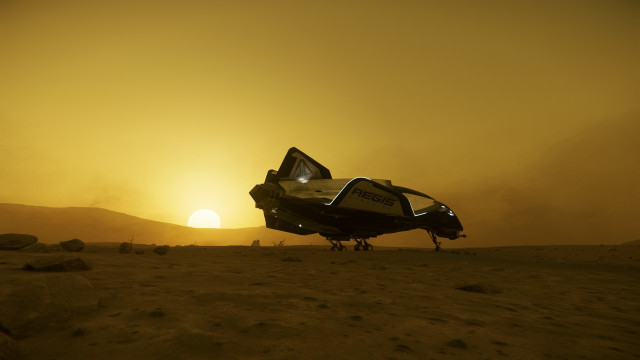 Desert plane sunset mountains ocean free wallpaper - medium preview image