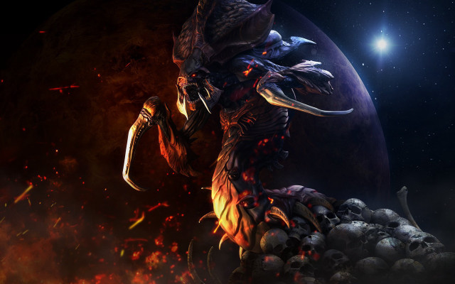 Demonic astronaut space fire skull free wallpaper - medium preview image
