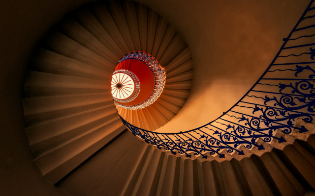 Spiral staircase red light blue free wallpaper - medium preview image