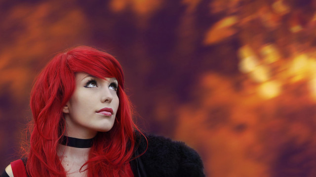 Red haired woman gothic outdoor free wallpaper - medium preview image