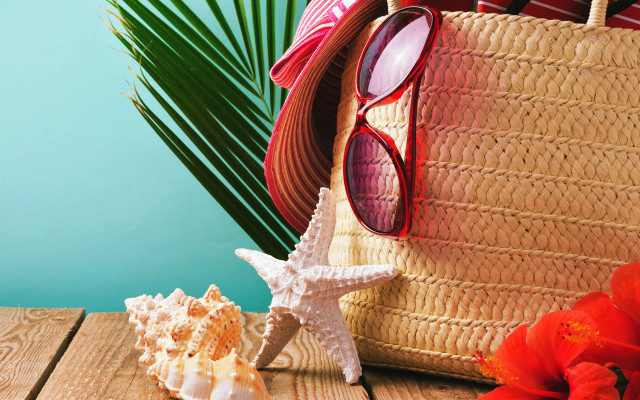 Straw bag sunglasses starfish flower free wallpaper - medium preview image